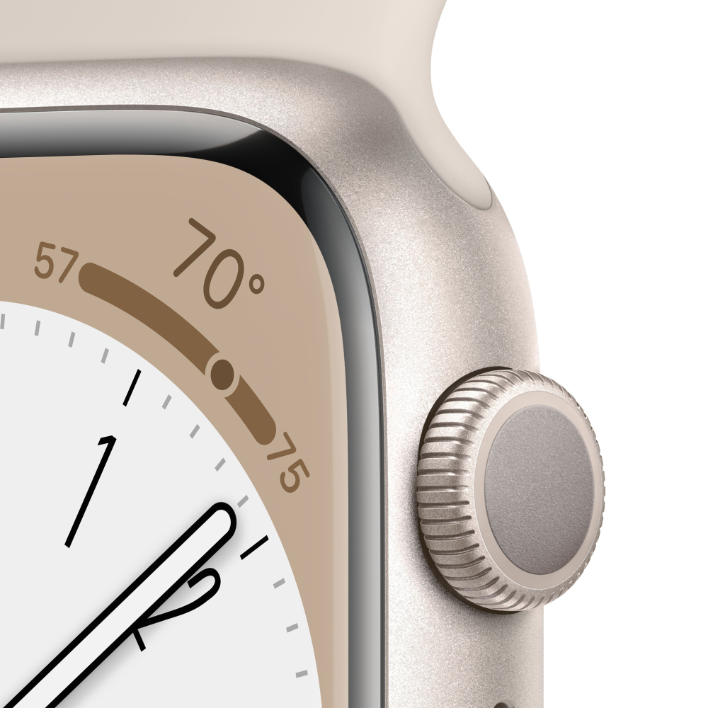Фото — Apple Watch SE (2-е поколение 2023), 44 мм, алюминий цвета «сияющая звезда», S/M