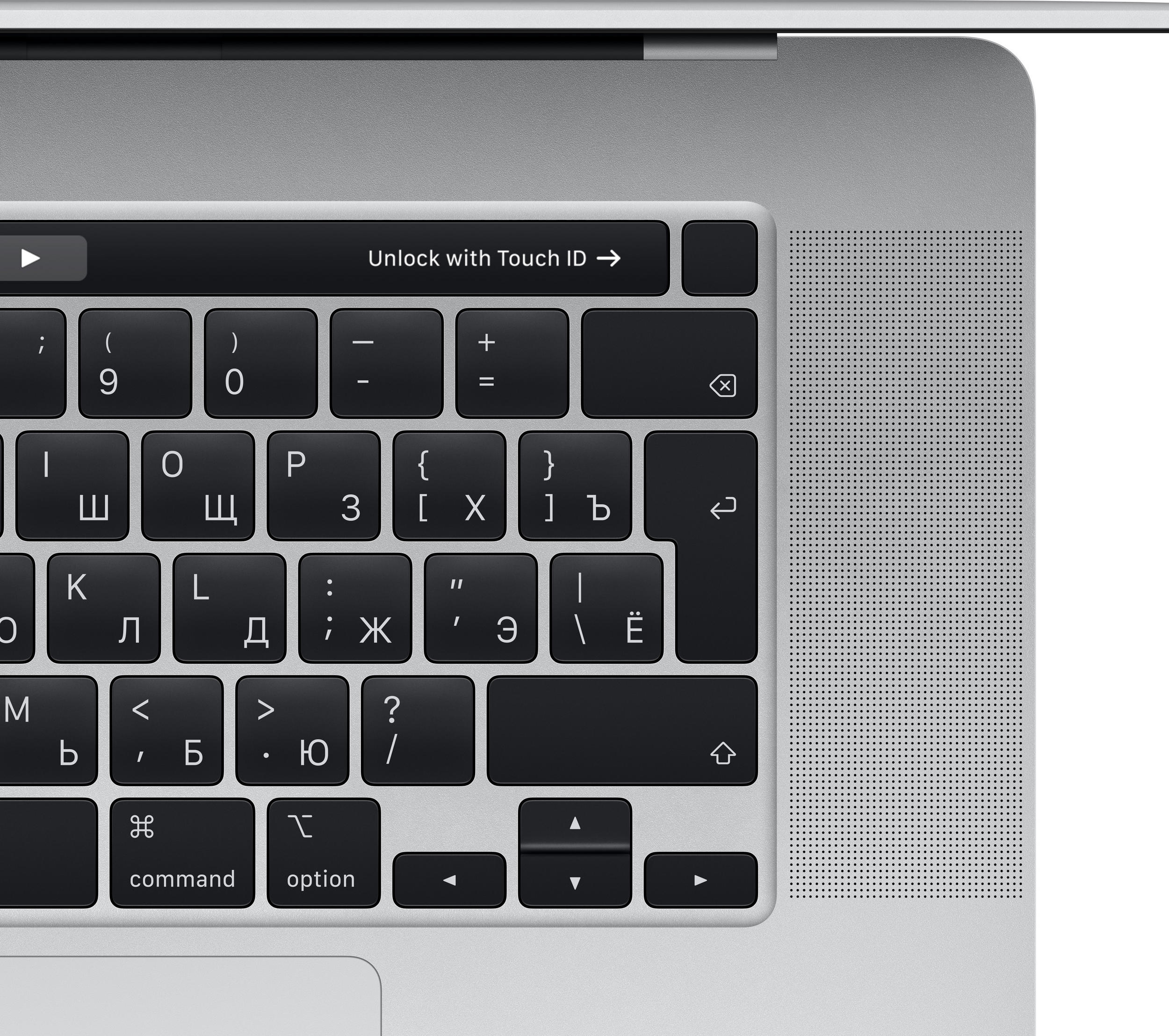 Фото — Apple MacBook Pro 16" 8 Core i9 2,3 ГГц, 16 ГБ, 1 ТБ SSD, Radeon Pro 5500M, Touch Bar, серебристый