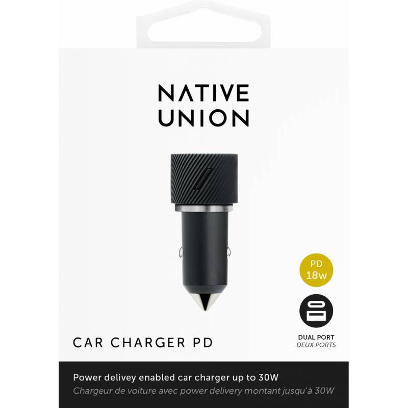 Автомобильное зарядное устройство Native Union Car Charger USB-A + USB-С, 30 Вт, черный