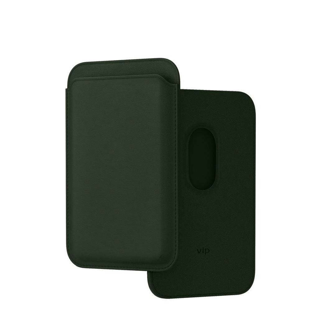 Фото — Чехол-бумажник vlp из экокожи с MagSafe, темно-зеленый