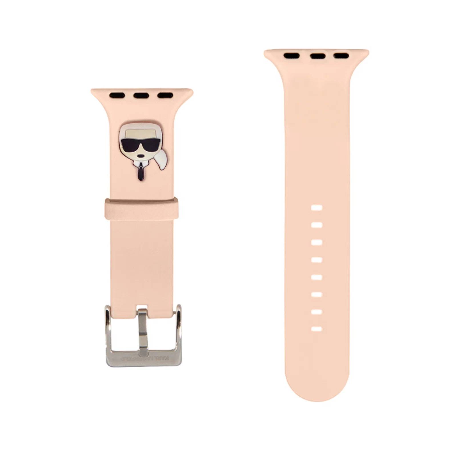 Фото — Ремешок для смарт-часов Lagerfeld для Apple Watch 41/40/38 mm ремешок Silicone Karl head Pink