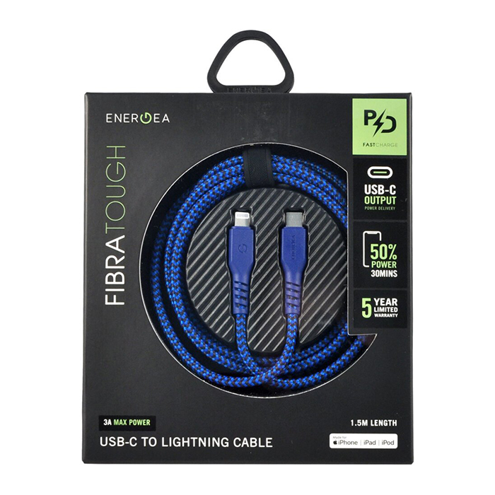 Кабель EnergEA FibraTough USB-C - Lightning MFI Blue 1.5m