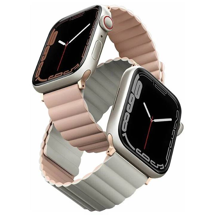 Фото — Ремешок для смарт-часов Uniq Apple Watch 41/40/38 mm Revix reversible Magnetic, розовый