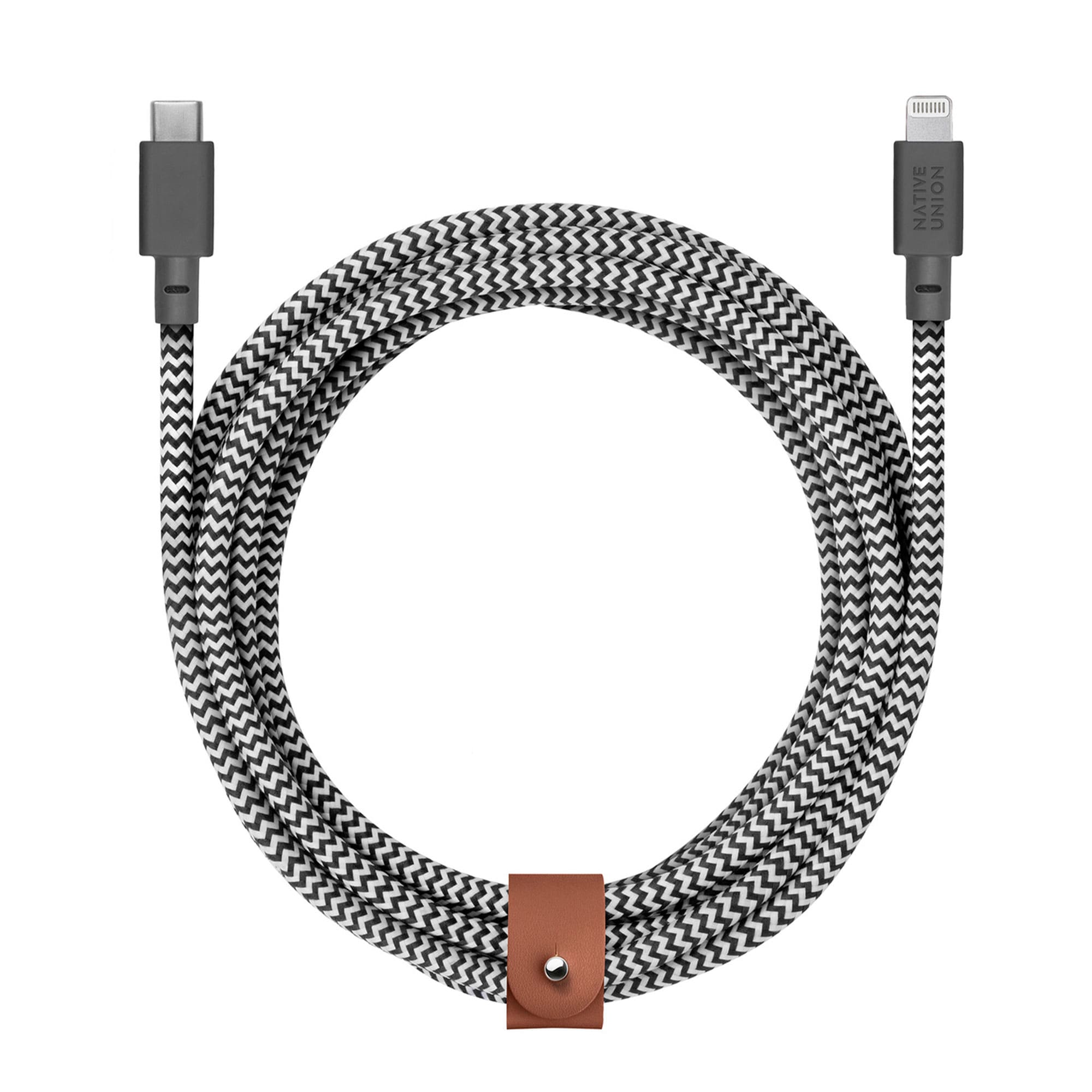 Фото — Кабель Native Union Belt Lightning на USB-C, 3 м, зебра