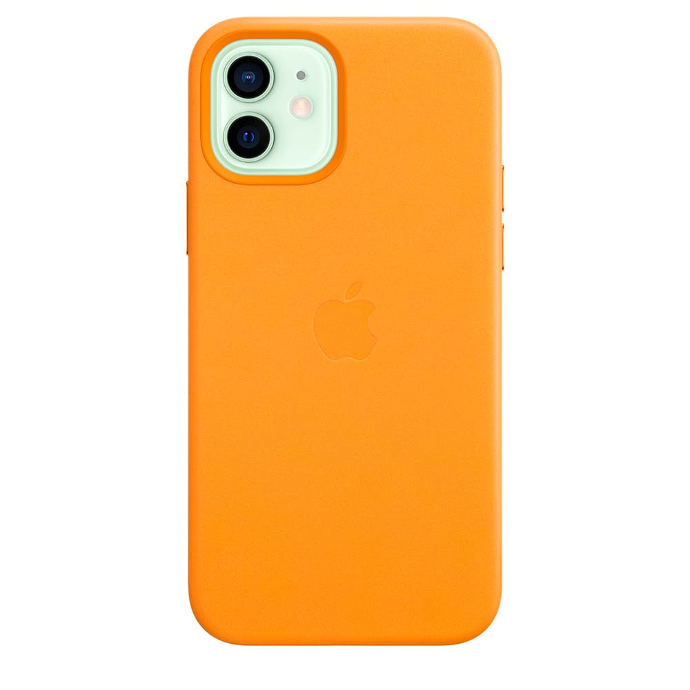 Фото — Чехол Apple MagSafe для iPhone 12/12 Pro, кожа, «золотой апельсин»