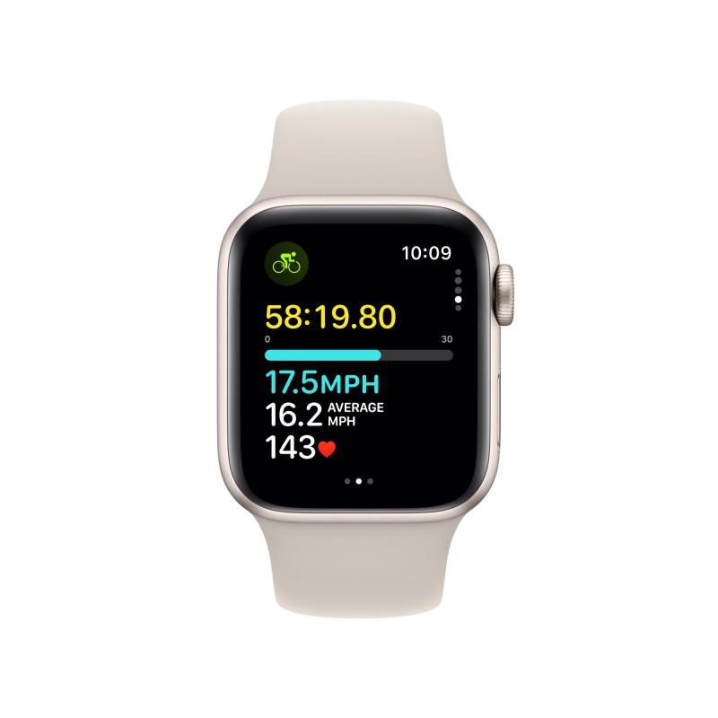 Фото — Apple Watch SE (2-е поколение 2023), 40 мм, алюминий цвета «сияющая звезда», M/L