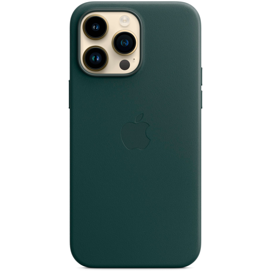 Фото — Чехол для смартфона Apple iPhone 14 Pro Max Leather Case with MagSafe, «лесной зеленый»