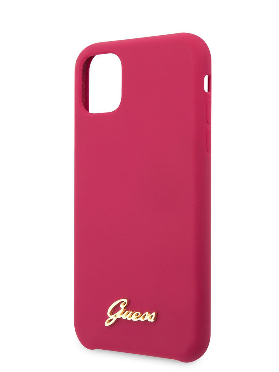 Guess для iPhone 11 Pro Silicone collection Gold metal logo Hard Red