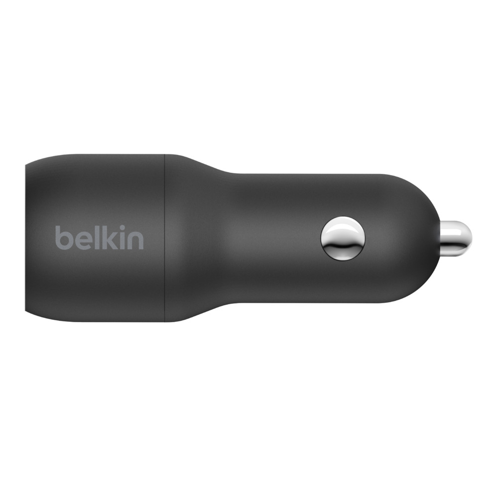 Фото — Автомобильное зарядное устройство Belkin 2хUSB-A + кабель USB-A - Lightning, 24В, 1м, черный