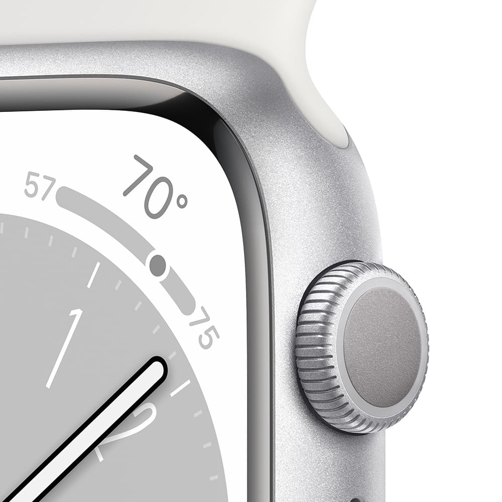 Apple Watch Series 8, 45 мм, корпус из алюминия серебристого цвета, ремешок серебристого цвета