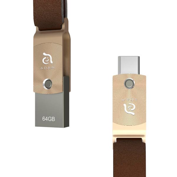 Фото — Флеш-накопитель 64 ГБ Adam Elements Roma, USB-C + USB 3.1, золотой