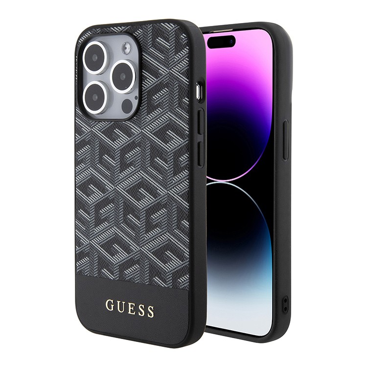 Фото — Чехол для смартфона Guess для iPhone 15 Pro Max PU G CUBE Hard Black (MagSafe), черный