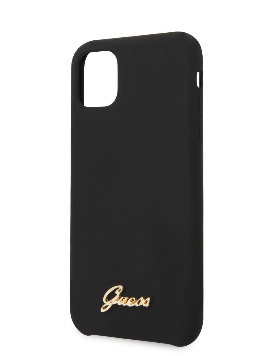 Чехол для смартфона Guess для iPhone 11 Pro Silicone collection Gold metal logo Hard Black
