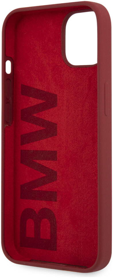 Фото — Чехол для смартфона BMW Liquid Silicone case metal logo для iPhone 13, красный