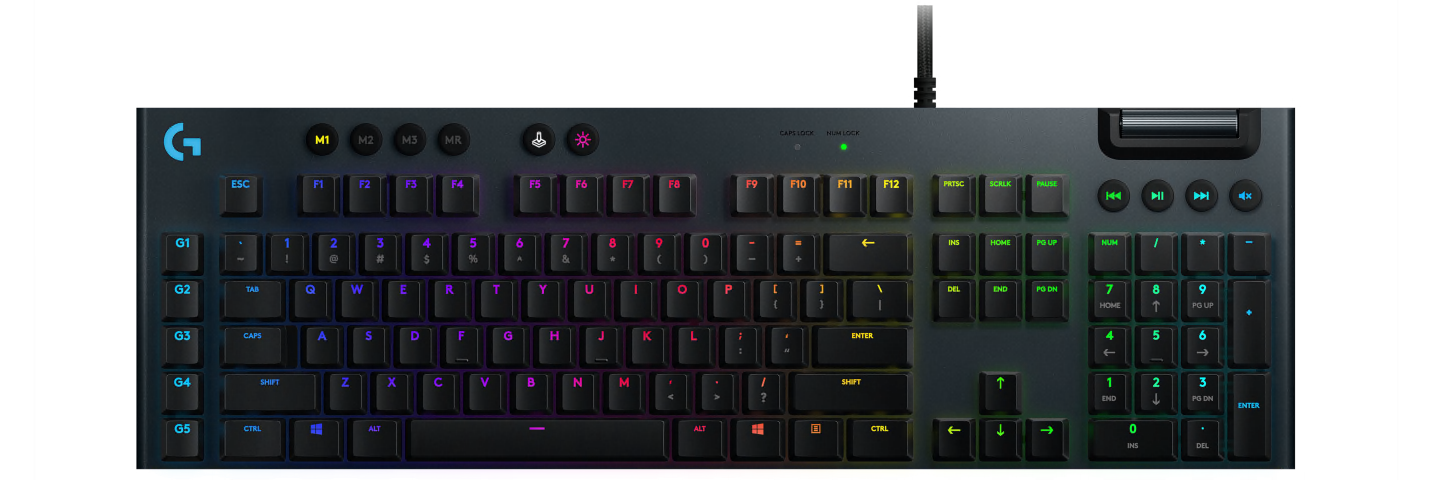 Клавиатура проводная Logitech Gaming Keyboard G815 CARBON TACTILE SWITCH, черный