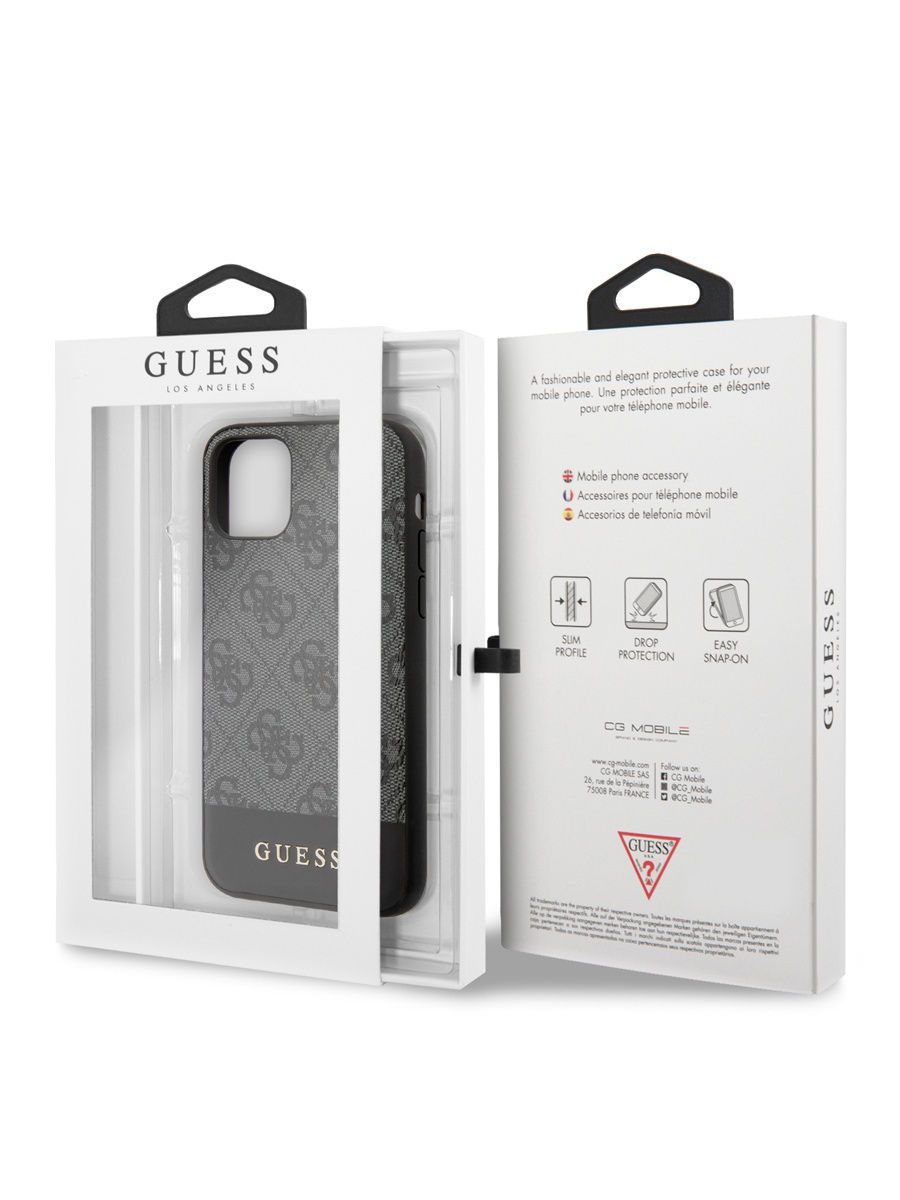 Фото — Чехол для смартфона Guess для iPhone 11 Pro 4G PU Stripe Metal logo Hard Grey