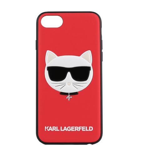 Чехол Lagerfeld для iPhone 7/8/SE 2020 PU Leather Choupette Hard Glitter Red