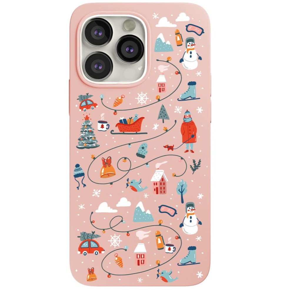 Чехол vlp для iPhone 13 Pro, Art Collection, Winter, светло-розовый