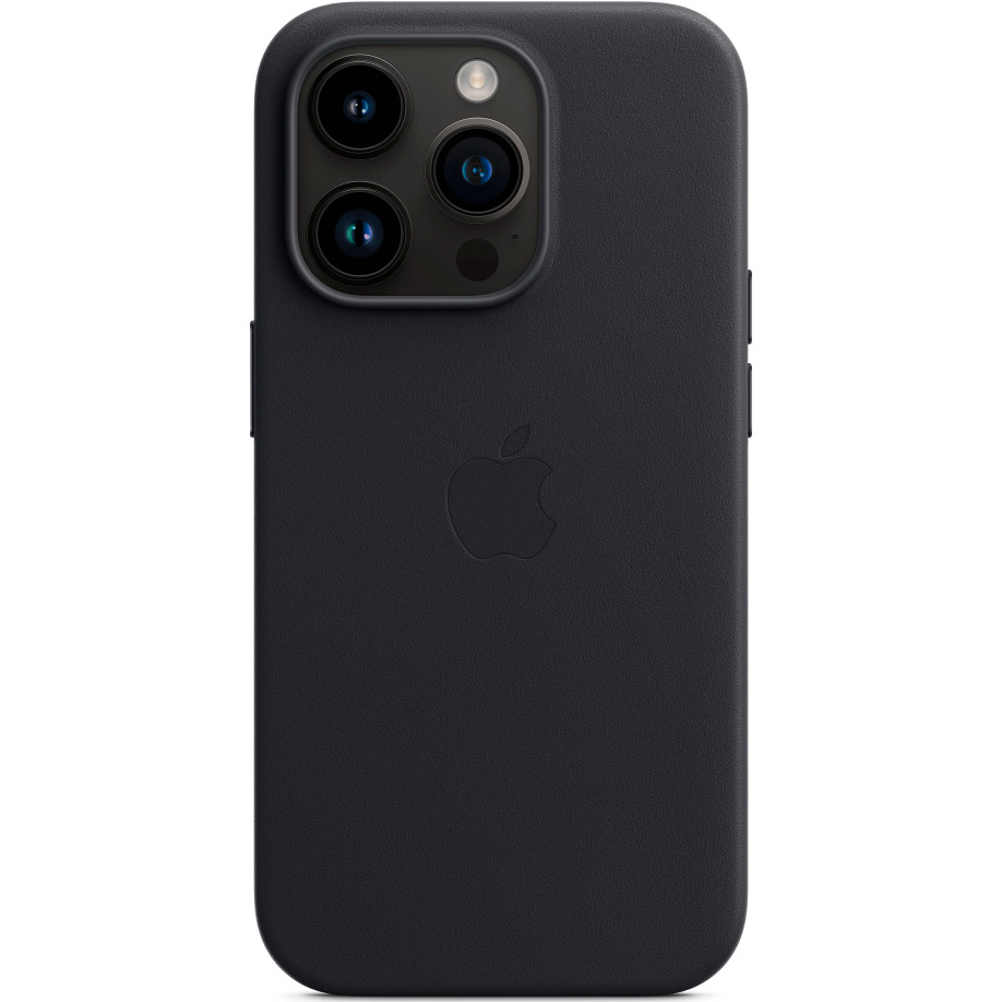 Фото — Чехол для смартфона iPhone 14 Pro Leather Case with MagSafe, «темная ночь»