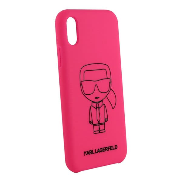 Чехол для смартфона Lagerfeld для iPhone X/XS Liquid silicone Ikonik outlines Hard Pink/Black