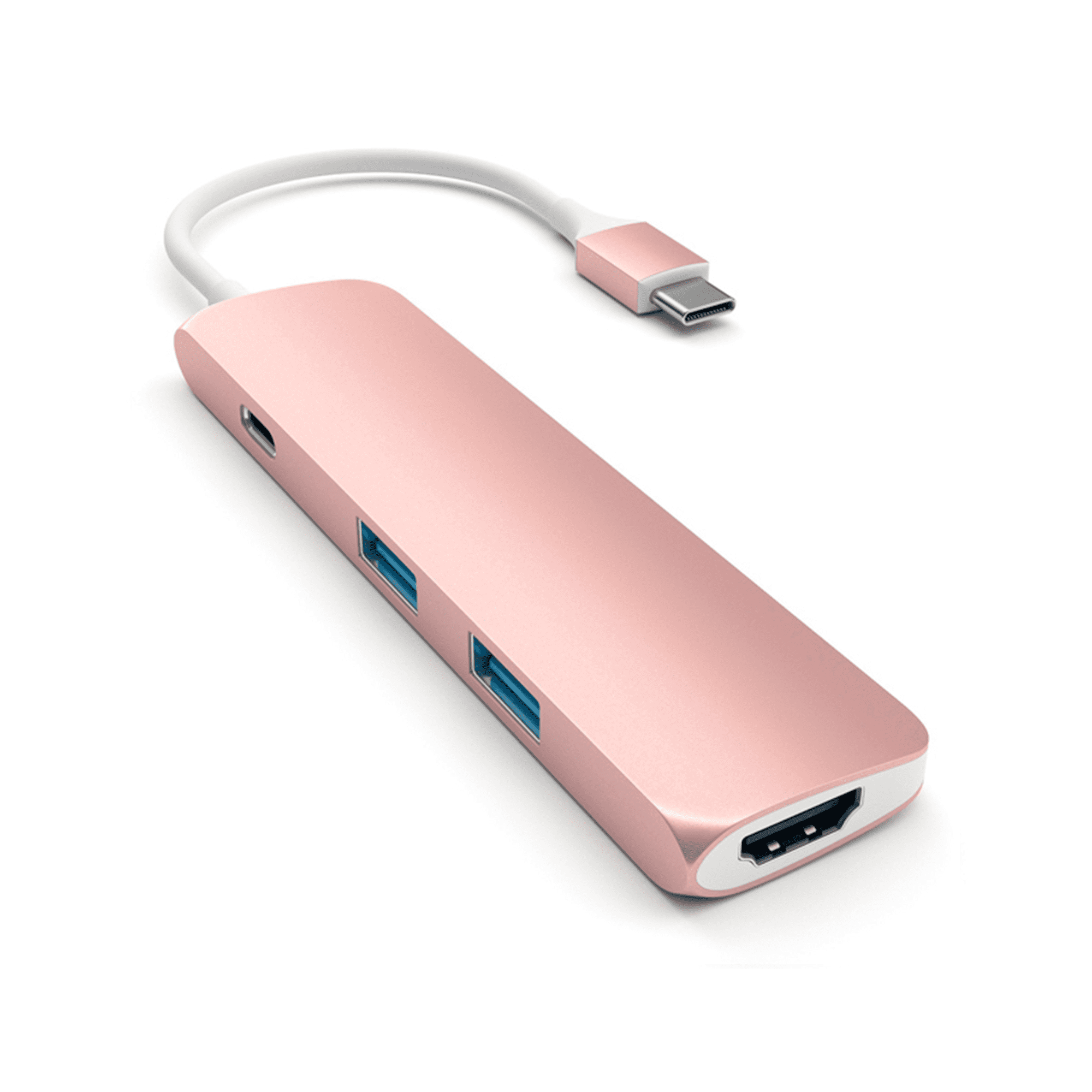 Адаптер Satechi Slim Aluminum Type-C Multi-Port Adapter + встроенный кабель USB-C, «розовое золото»