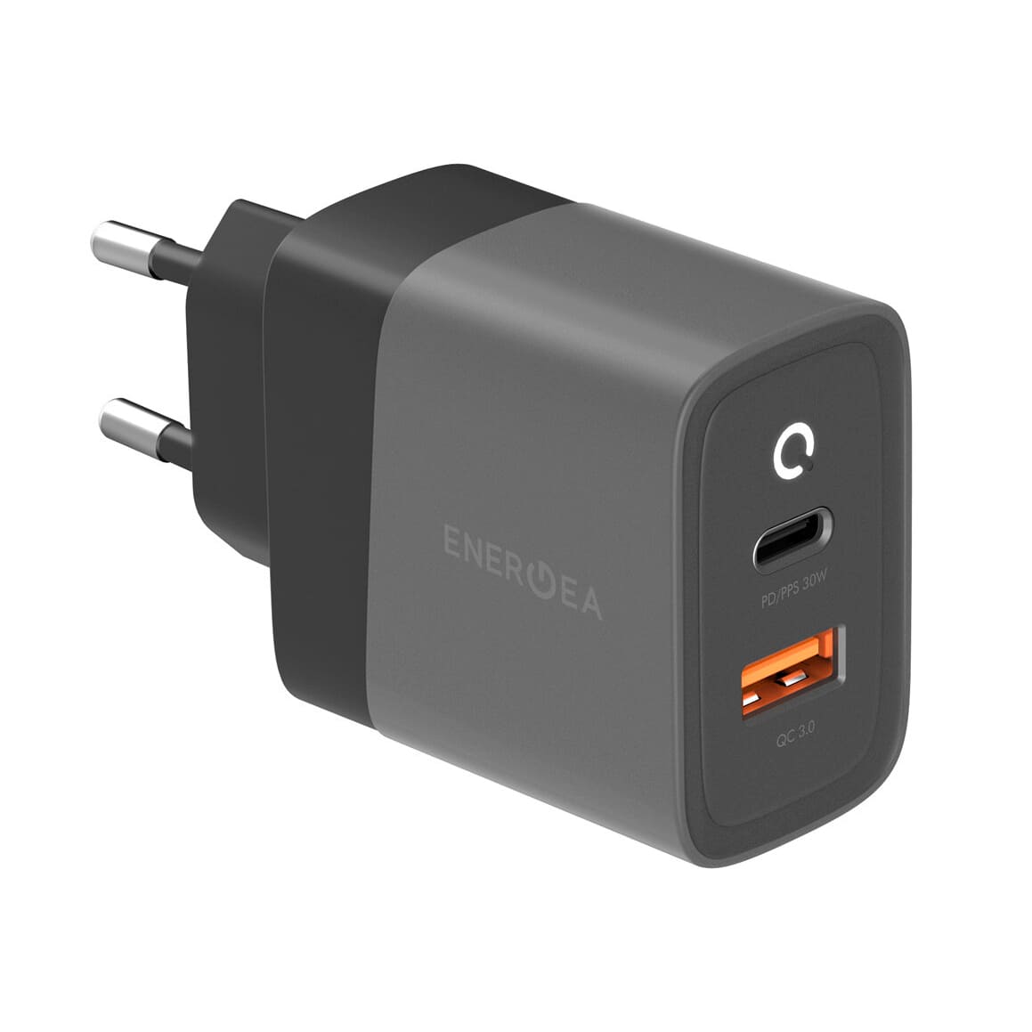 Зарядное устройство EnergEA Ampcharge PD30+, USB-C + USB-A, темно-серый