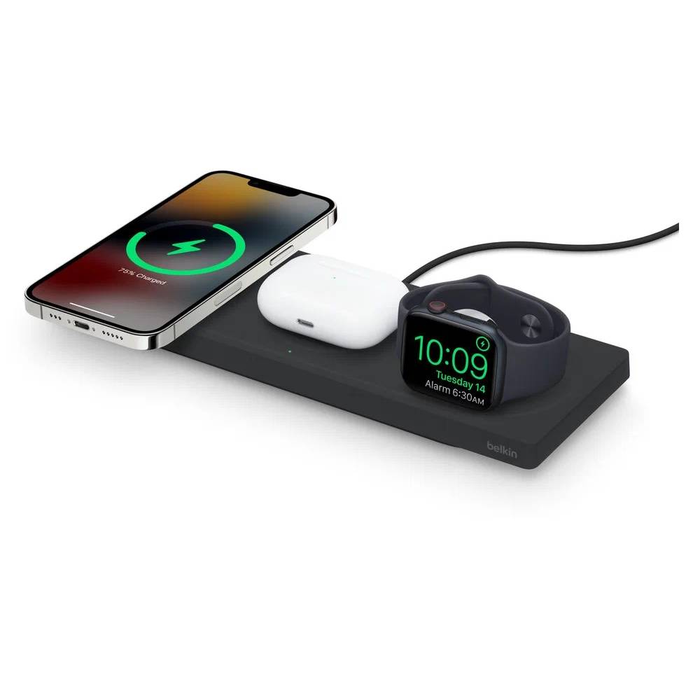 Фото — Зарядное устройство Belkin Boost Charge Pro 3-в-1 с MagSafe, черный