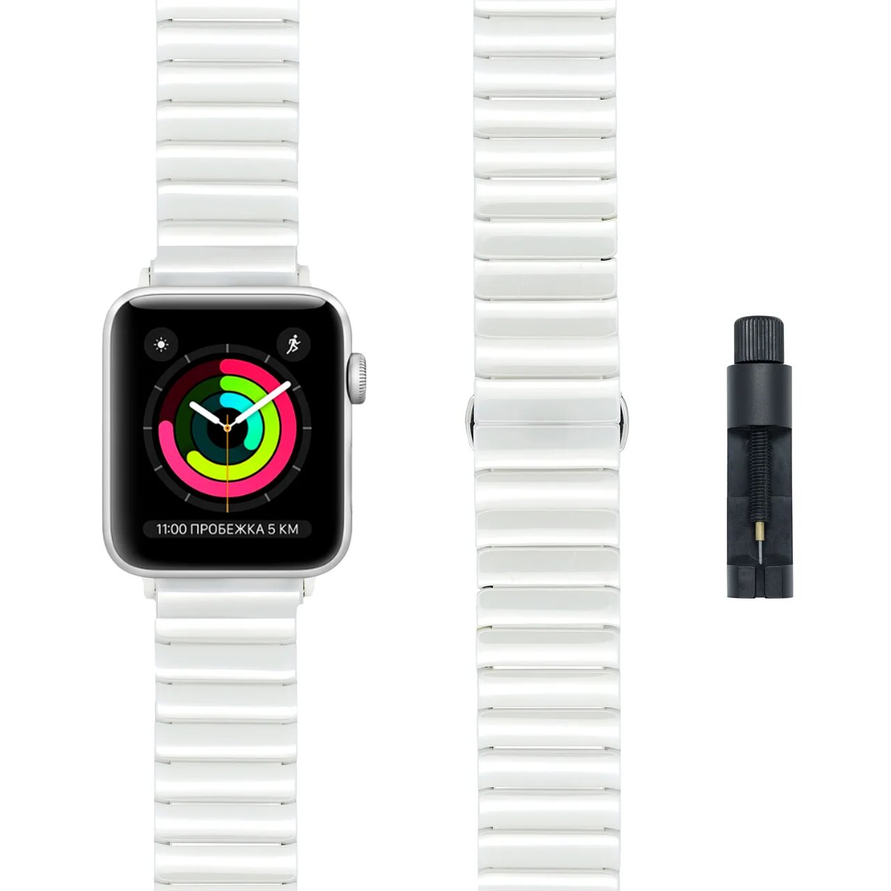 Фото — Ремешок для смарт-часов Apple Watch 38/40 mm LYAMBDA LIBERTAS, керамика, белый