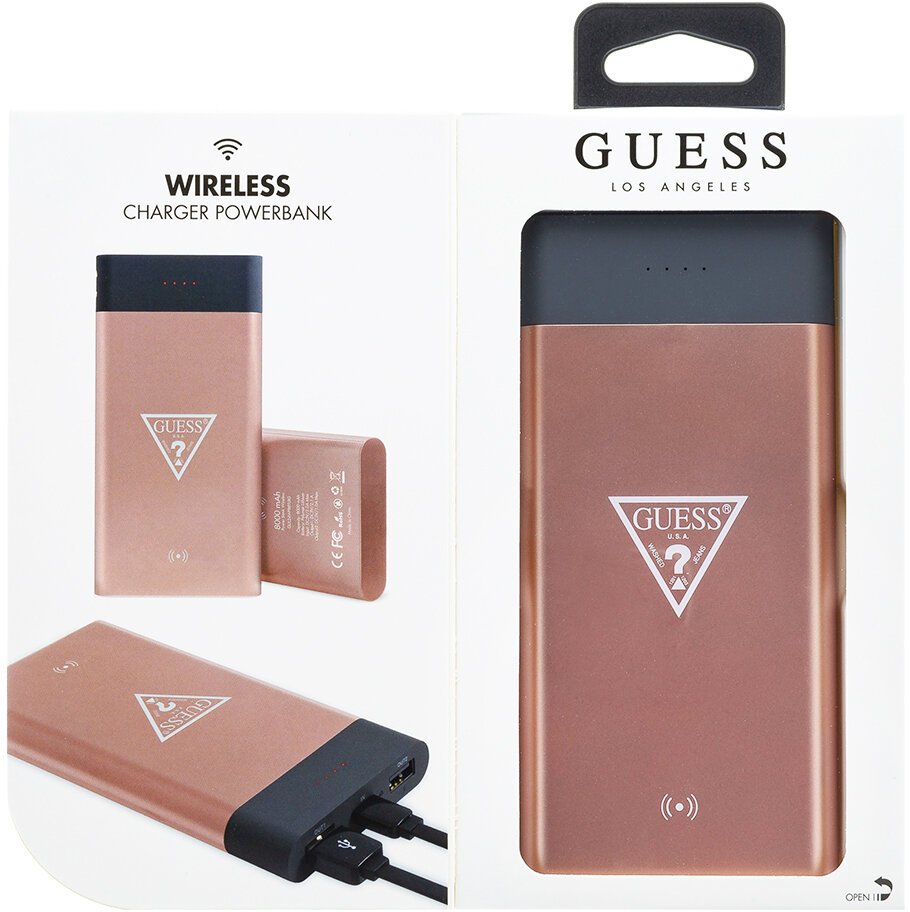 Фото — Внешний аккумулятор Guess Wireless, 8000мAч, «розовое золото»