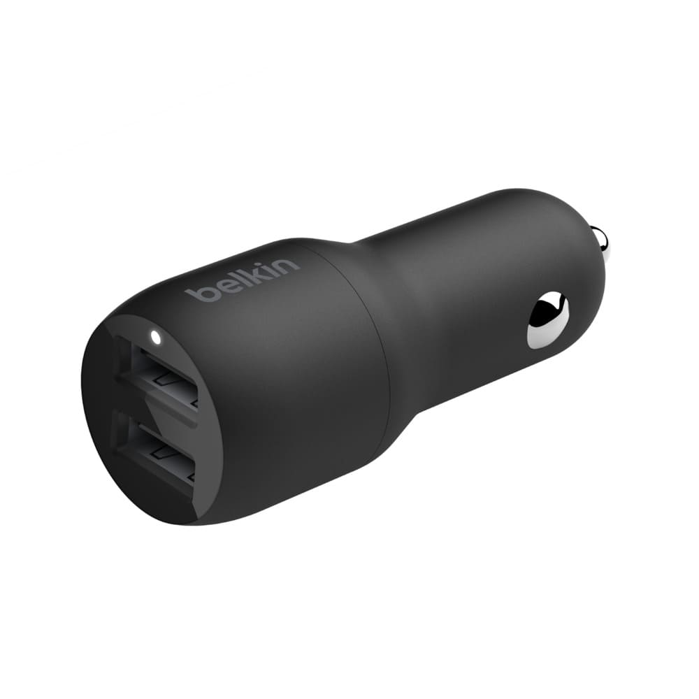 Фото — Автомобильное зарядное устройство Belkin 2хUSB-A + кабель USB-A - micro-USB, 24В, 1м, черный