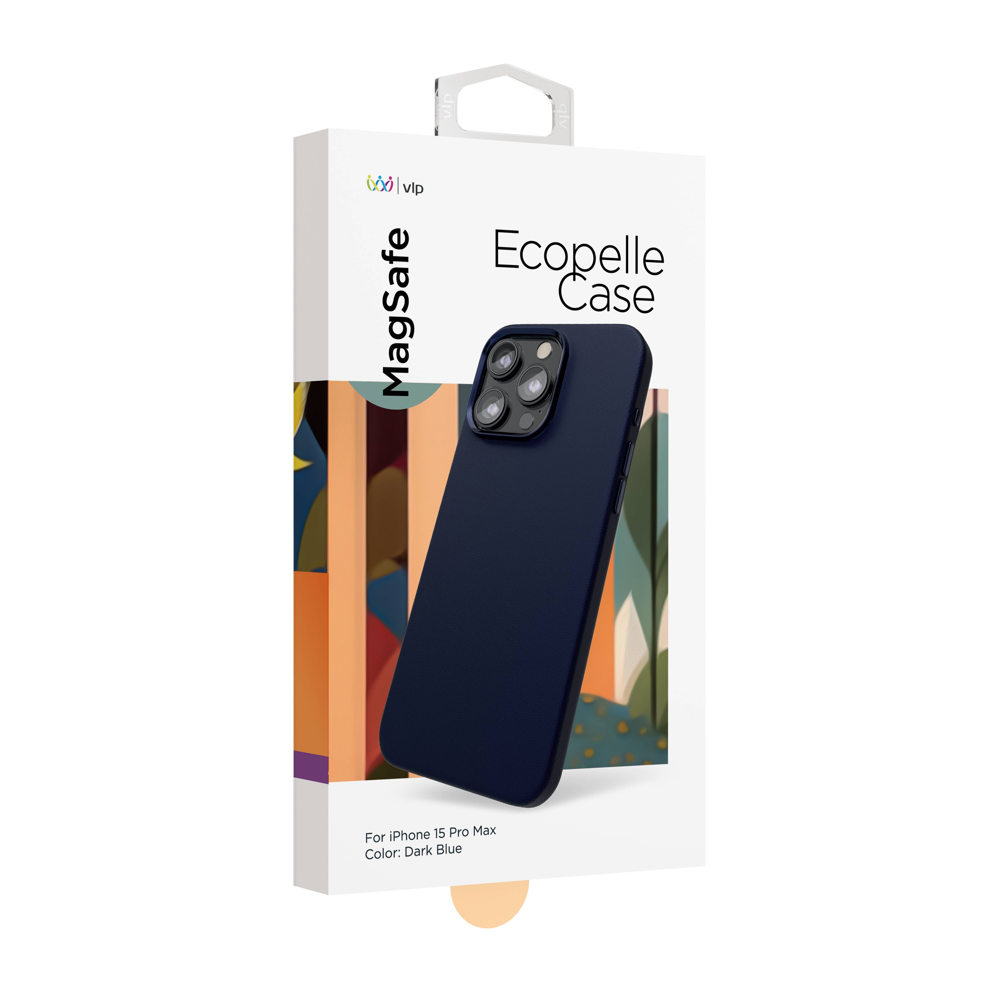 Фото — Чехол для смартфона "vlp" Ecopelle Case с MagSafe для iPhone 15 Pro Max, синий