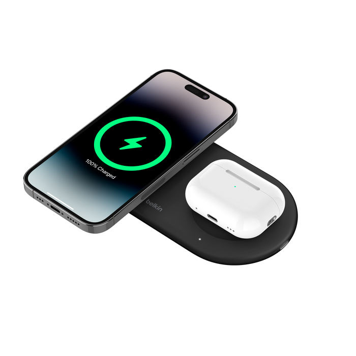 Фото — Зарядное устройство Belkin BoostCharge Pro 2-in-1 Magnetic Wireless Charging Pad with Qi2 15Вт, черный