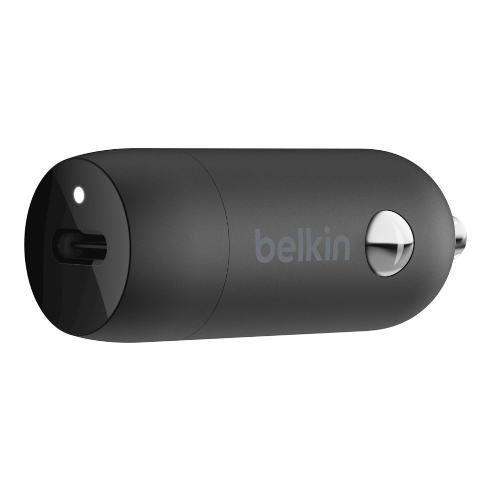 Автомобильное зарядное устройство Belkin 20В, USB-C + кабель USB-C - Lightning, черный