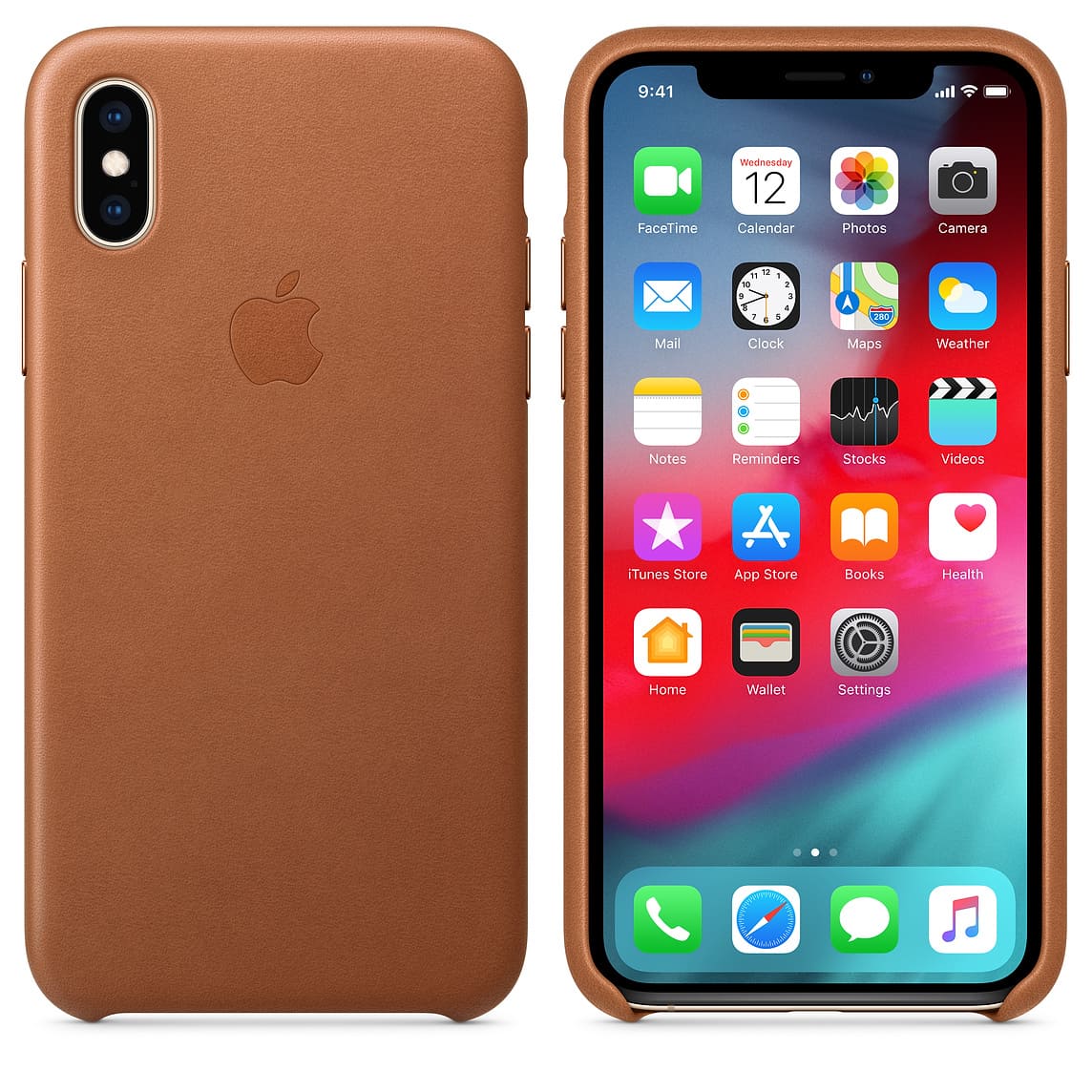 Фото — Чехол Apple Leather Case для iPhone X, золотисто-коричневый