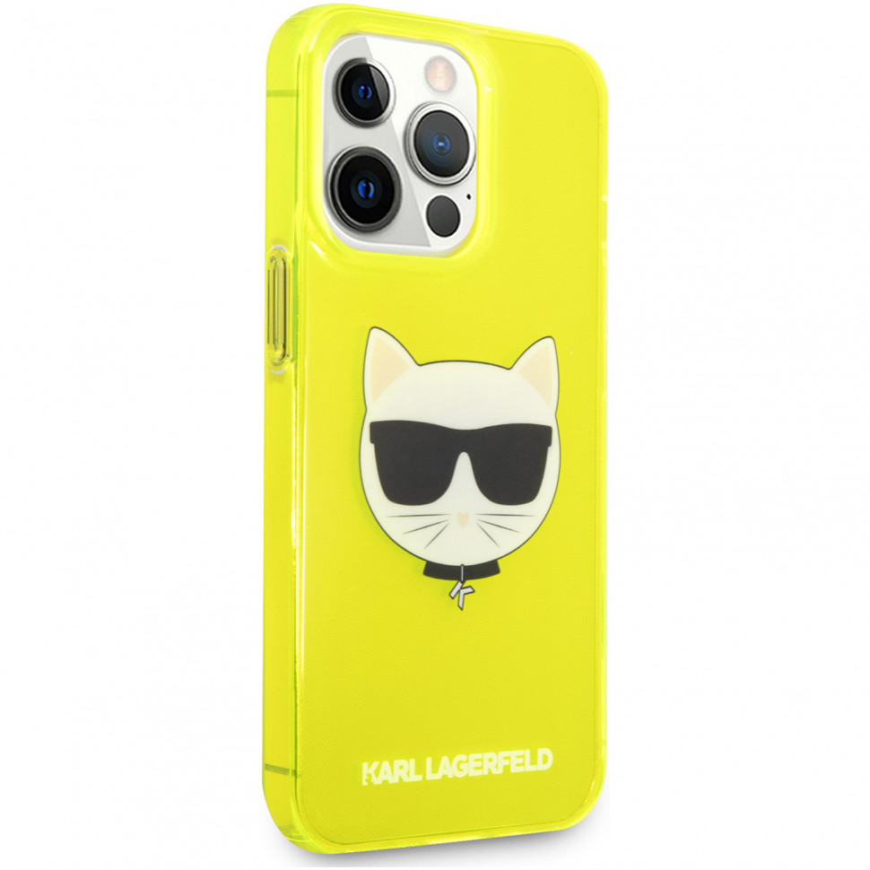 Фото — Чехол для смартфона Karl Lagerfeld Tpu Fluo Case Choupette's Head  для iPhone 13 Pro Max, желтый