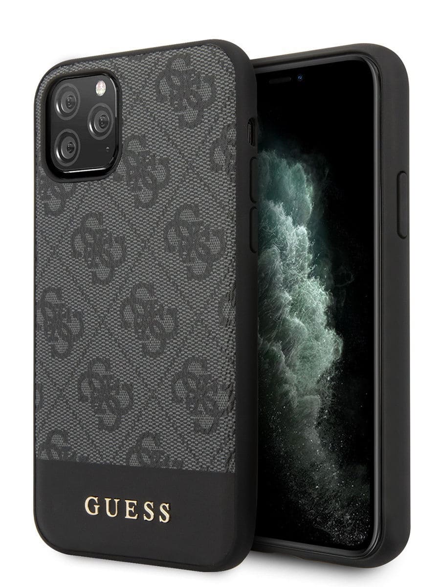 Фото — Чехол для смартфона Guess для iPhone 11 Pro Max 4G PU Stripe Metal logo Hard Grey