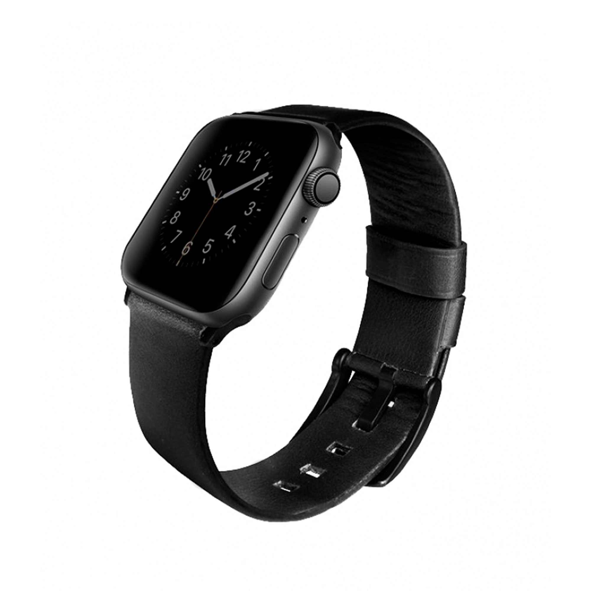 Ремешок Uniq для Apple Watch 44/42 mm Mondain Strap кожаный, черный