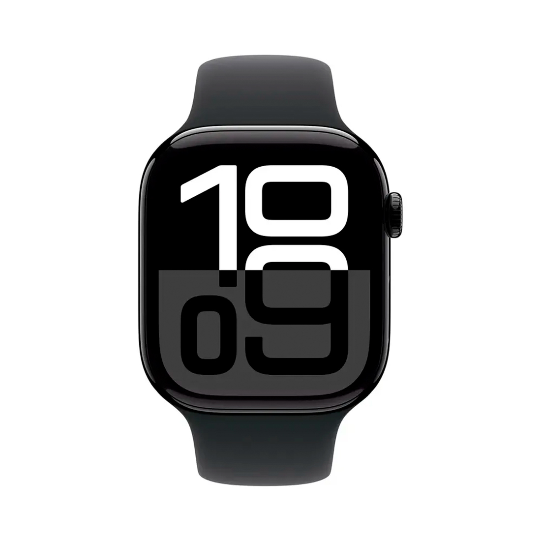 Фото — Apple Watch Series 10, 46 мм, алюминий черного цвета, ремешок Sport Band черного цвета, S/M