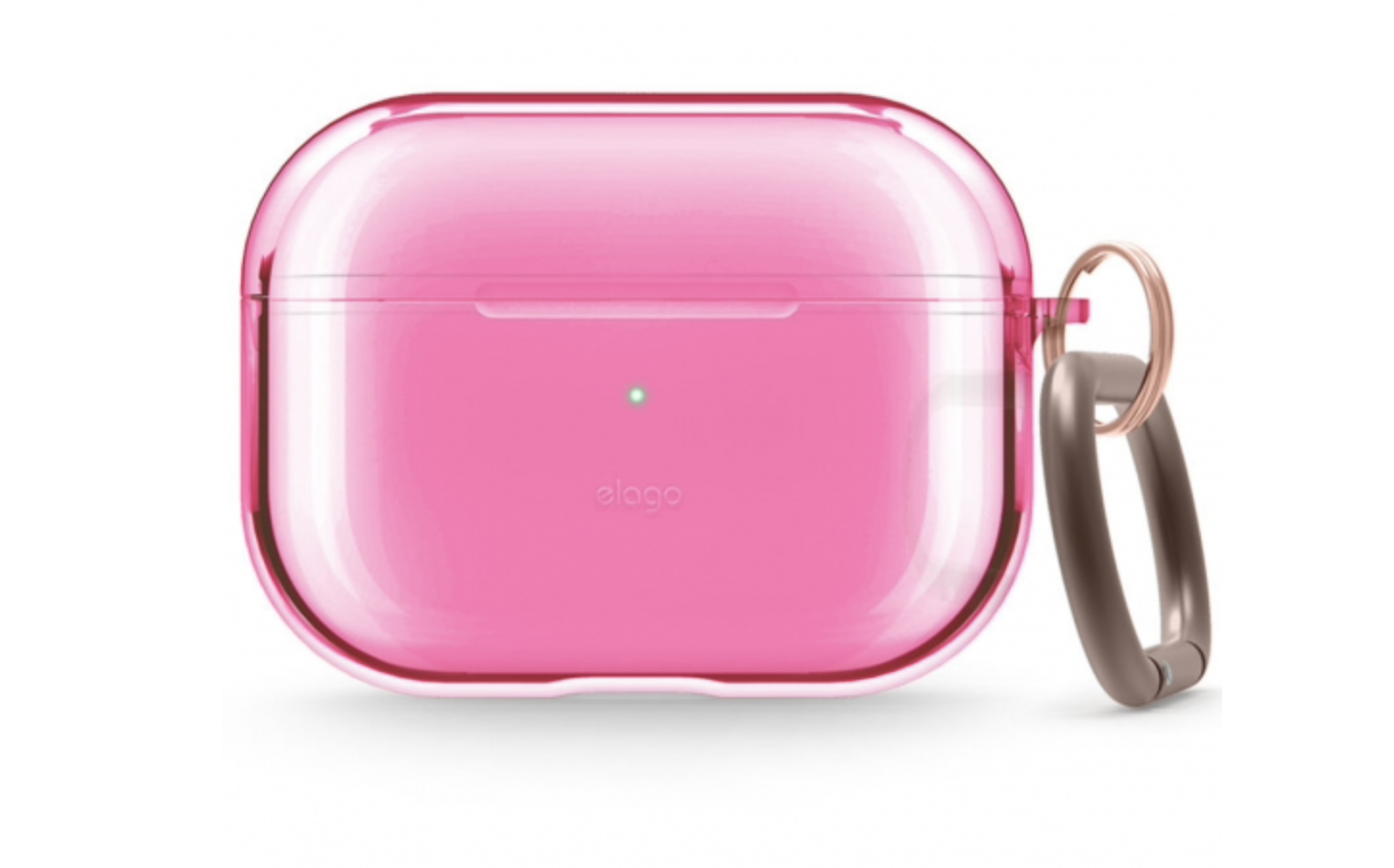 Чехол с карабином Elago Clear Hang case для AirPods Pro, неоновый розовый