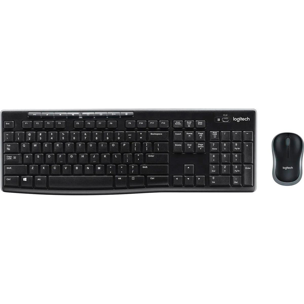 Фото — Комплект (клавиатура и мышь) Logitech MK270, USB, беспроводной, черный (уценка)