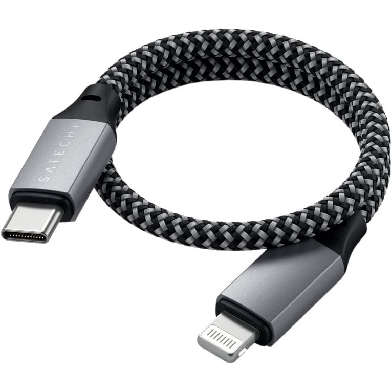 Фото — Кабель Satechi USB-C - Lightning MFI Cable, 0.25м, «серый космос»