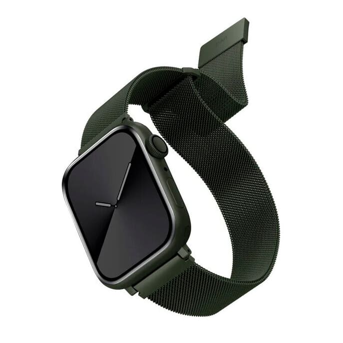 Фото — Ремешок Uniq для Apple Watch 41/40/38 mm Dante Strap Mesh Steel, зеленый