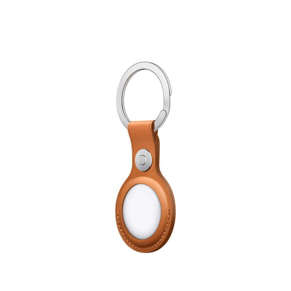 Кожаный брелок для AirTag с кольцом для ключей, «золотистая охра»