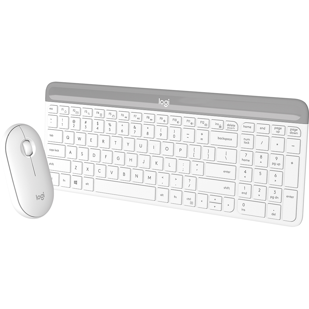 Фото — Клавиатура и мышь Logitech MK470 GRAPHITE, USB, беспроводной, белый/серый