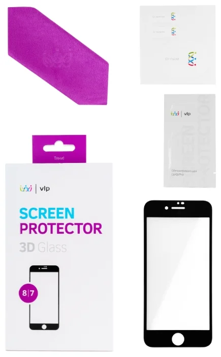 Защитное стекло для смартфона 3D vlp для iPhone 8/7, олеофобное, с черной рамкой