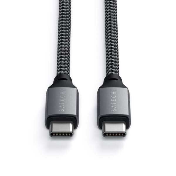 Фото — Кабель Satechi USB-C - USB-C, 100W Charging Cable, 2м, текстиль, «серый космос»