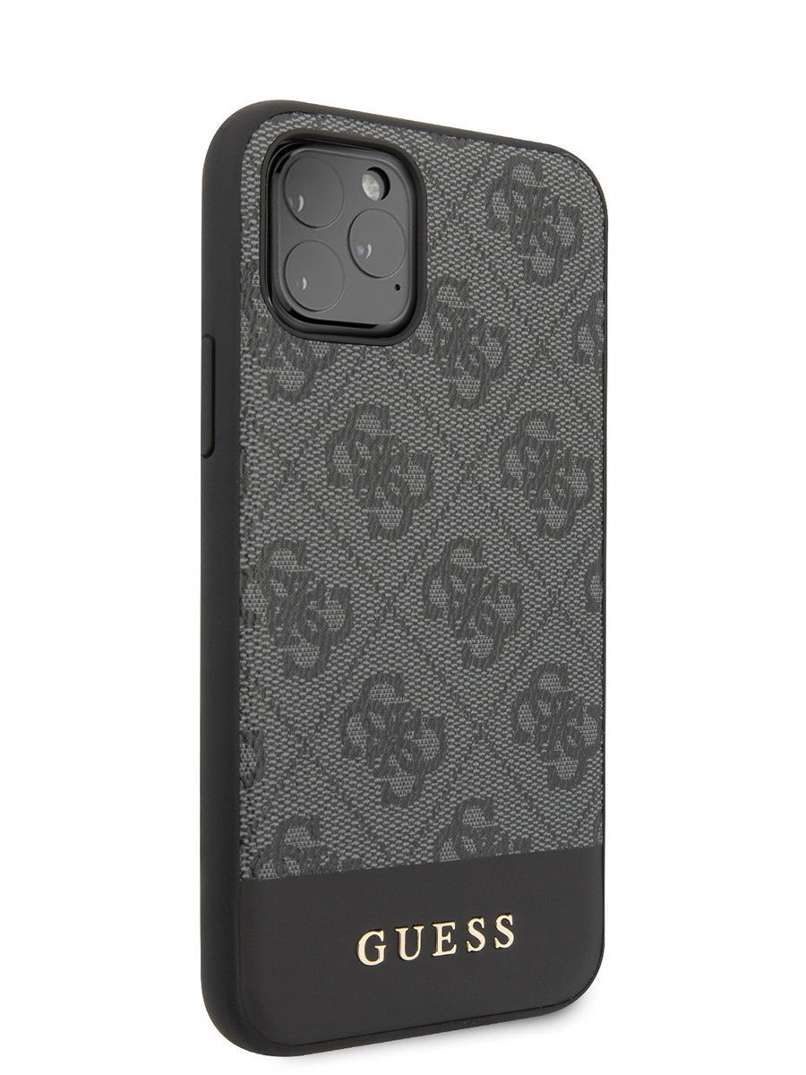 Фото — Чехол для смартфона Guess для iPhone 11 Pro 4G PU Stripe Metal logo Hard Grey