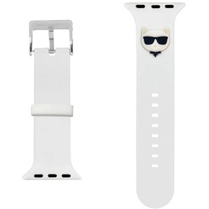 Фото — Ремешок для смарт-часов Lagerfeld для Apple Watch 45/44/42 mm ремешок Silicone Choupette head White