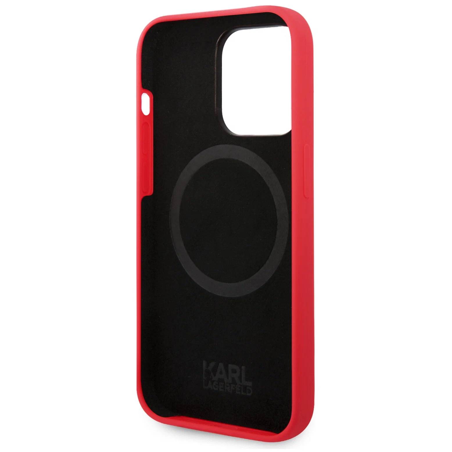 Фото — Чехол для смартфона Lagerfeld iPhone 14 Pro Liquid silicone Choupette, красный (MagSafe)