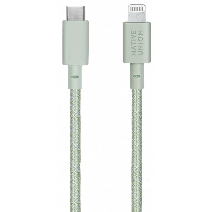 Фото — Кабель Native Union Belt Lightning на USB-C, 3 м, зеленый